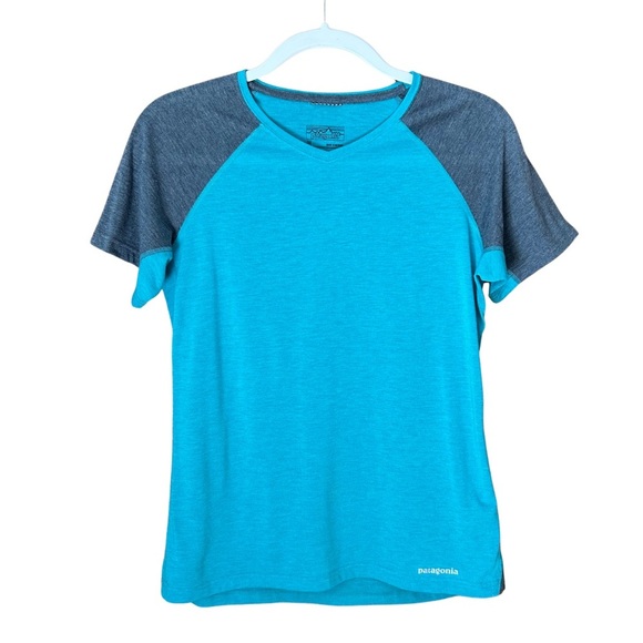 Patagonia Tops - Patagonia Women’s Short-Sleeved Nine Trails Shirt Blue Turquoise and Gray